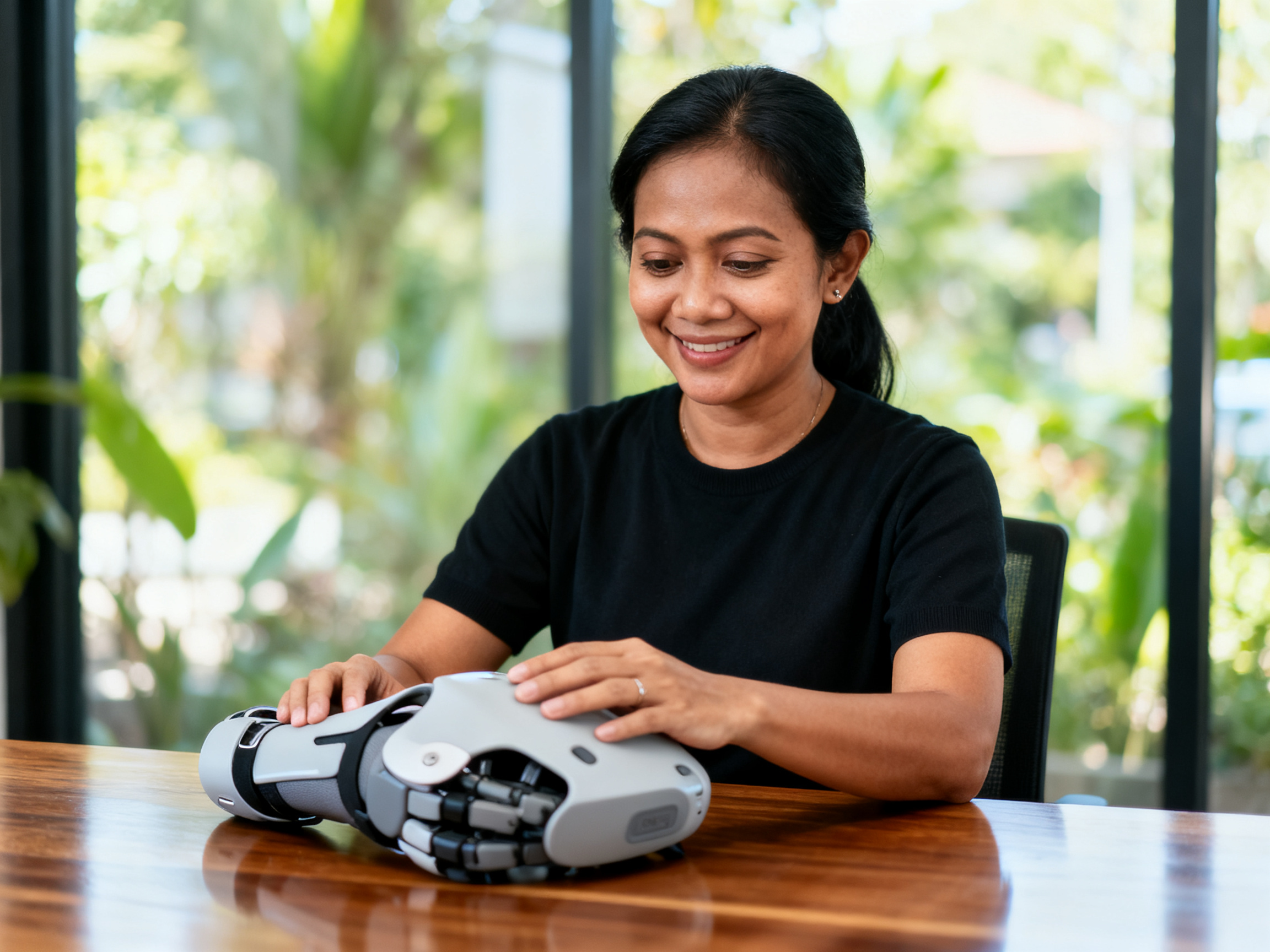Inovasi alat kesehatan disabilitas menampilkan eksoskeleton ringan yang sedang diperiksa oleh tenaga ahli Indonesia
